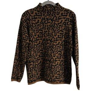 Tahari Leopard Print Mock Turtleneck Sweater MSRP $78